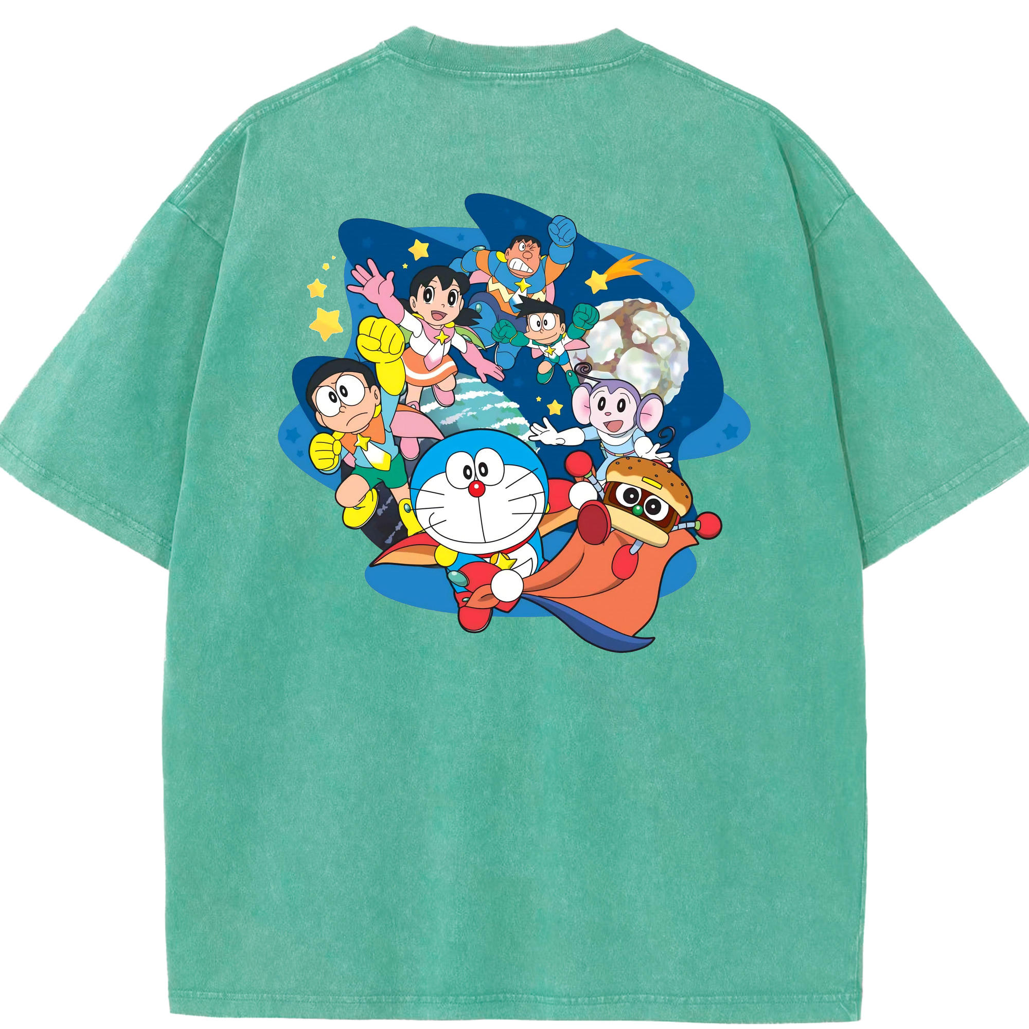 （画像用） ドラえもん Doraemon 綿100% ヴィンテージ風 半袖Tシャツ（背面プリント）